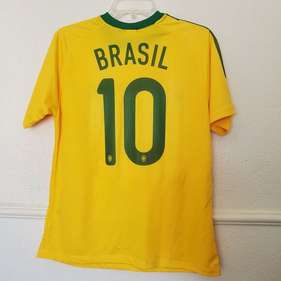 Lumafi Fernanda Brasil Soccer Jersey Football # 10 Mens M Yellow Retro CBF Nike - Picture 7 of 11